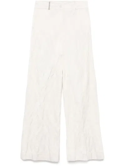 Peserico Crushed Satin Trousers In Neutrals