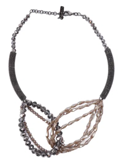 PESERICO CRYSTAL-BEADED TWO-TONE NECKLACE