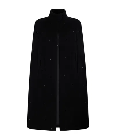 Peserico Crystal-embellished Brushed Maxi Cape In Black