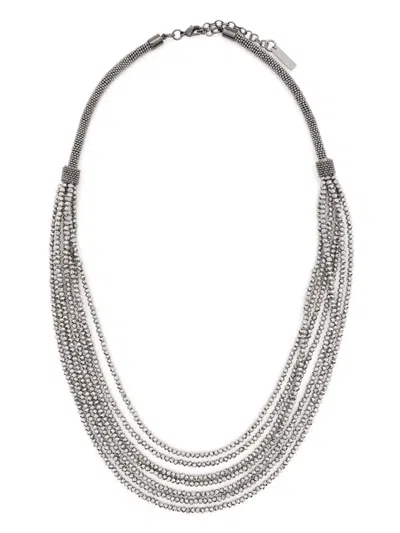 Peserico Crystal-embellished Layered Necklace In Grey