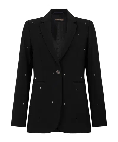 Peserico Crystal-embellished Single-breasted Blazer In Black