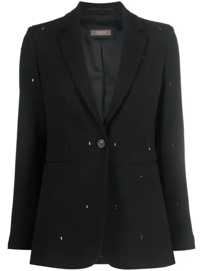 Peserico Crystal-embellished Single-breasted Blazer In Black