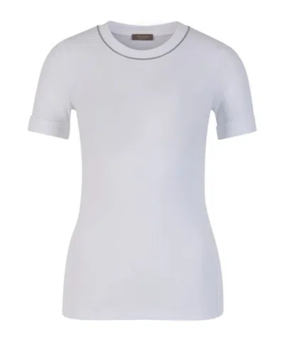 Peserico Crystal Ribbed T-shirt In White