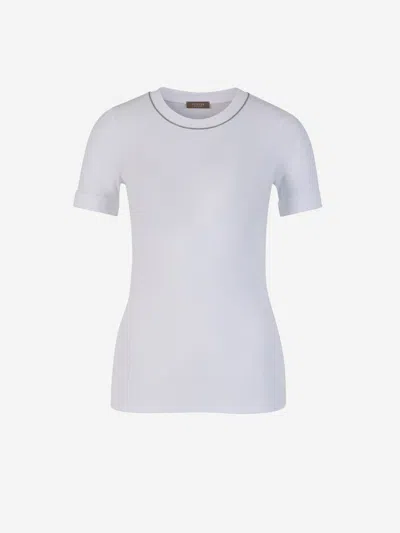 Peserico Crystal Ribbed T-shirt In White