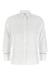 Peserico Collared Neck Shirt With Cuff Detail In White