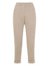 Peserico Beige Stretch Cotton Pants With Turn-up Hems In Neutral