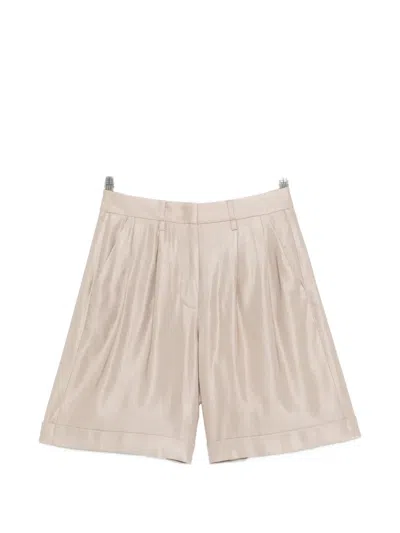 Peserico Cuffed-hem Pleated Shorts In Neutral