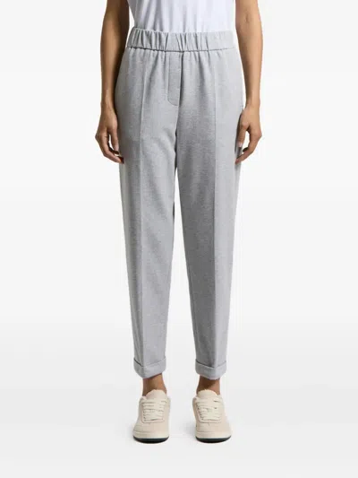 Peserico Cuffed-hem Trousers In Gray