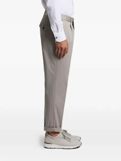 Peserico Cuffed Pleated Trousers In Gray