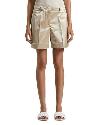 Peserico Cuffed Shorts In Amber Beige