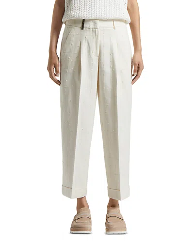 Peserico Cuffed Straight Palazzo Pants In Cloud White