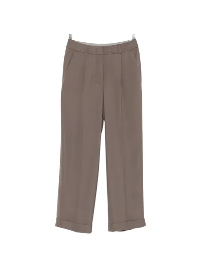 Peserico Pleated Trousers With Pocket Detail In Brown
