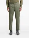Peserico Curtain Style Wool Trousers In Green