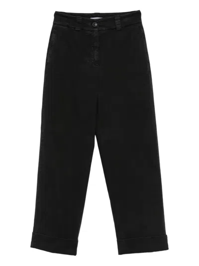 Peserico Cuffed Twill Trousers In Black