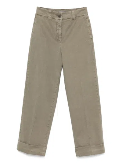 Peserico Cuffed Twill Trousers In Gray