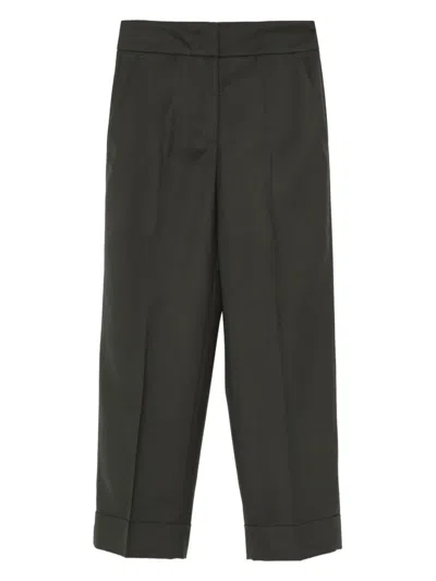 Peserico Cuffed Wool Trousers In Gray