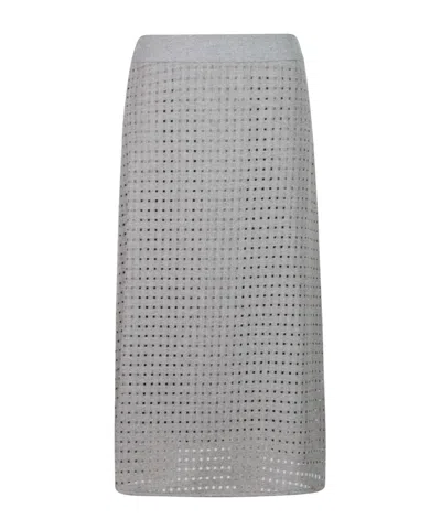 Peserico Cut-out Detailed Skirt In Gray