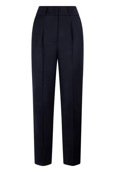 Peserico Dark Blue Trousers With A Minimal And Elegant Design.