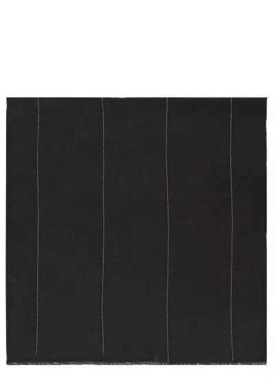 Peserico Dark Brown Beaded Wool Scarf In Black
