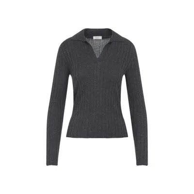 PESERICO DARK SAPPHIRE GREY RIB-KNIT JUMPER