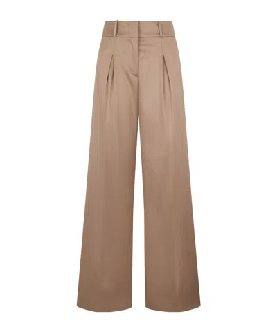 Peserico Dart-embellished Twill Wide-leg Trousers In Neutral