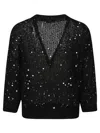 Peserico Deep V-neck Cardigan With Sequined Embellishments
