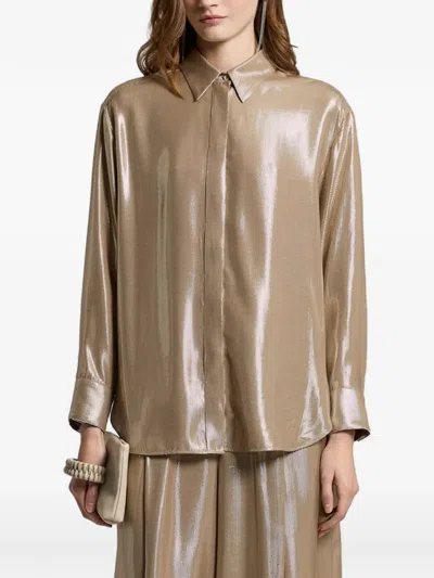 Peserico Diagonal Striped Shirt In Brown