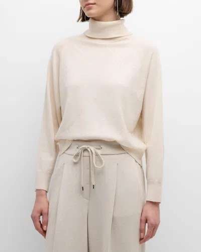 Peserico Diamond-embroidered Turtleneck Sweater In Hornbeam
