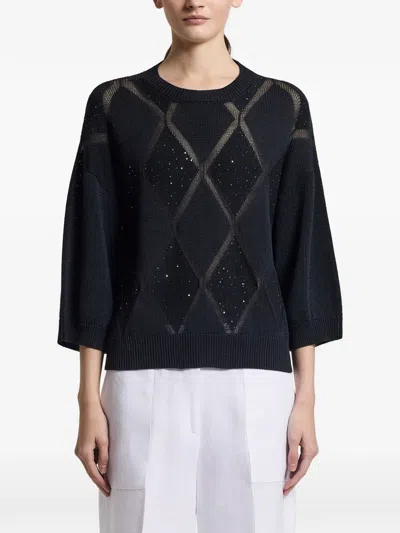 Peserico Diamond Knit Jumper In Animal Print