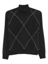 Peserico Diamond-pattern High-neck Sweater In Black
