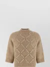 Peserico Diamond Pattern Knit Sweater With Raglan Sleeves In Neutral