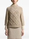 Peserico Diamond-pattern Sweater In Brown