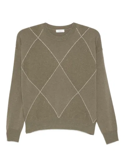 Peserico Diamond-pattern Sweater In Green