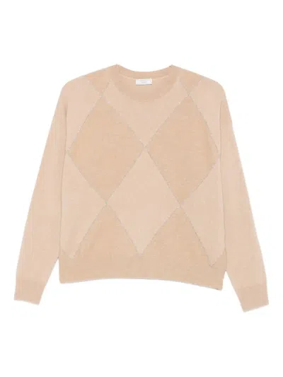 Peserico Diamond-pattern Sweater In Neutral