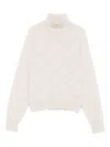 Peserico Diamond-pattern Turtleneck Sweater In Neutral
