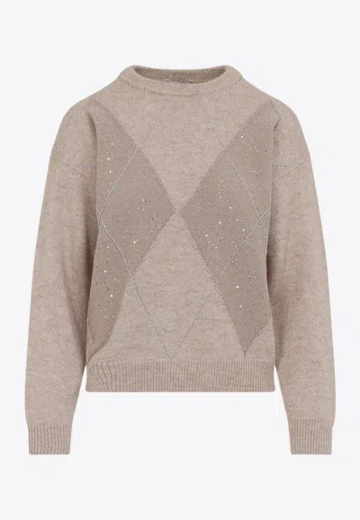 PESERICO DIAMOND-PATTERN WOOL SWEATER
