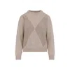 Peserico Argyle Knit Sweater With Sparkling Embellishments In Pink