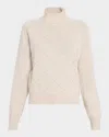 Peserico Diamond Wool, Silk, And Cashmere Turtleneck Sweater In Neutral