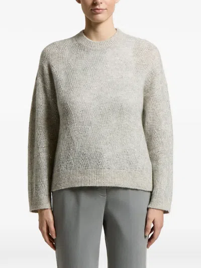 Peserico Diamond-knit Sweater In Gray