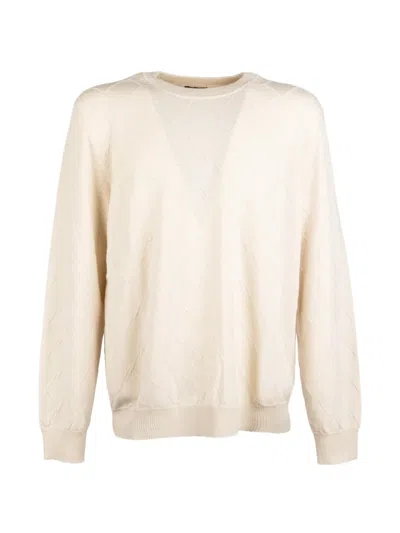 Peserico Diamond-knit Sweater In Neutrals