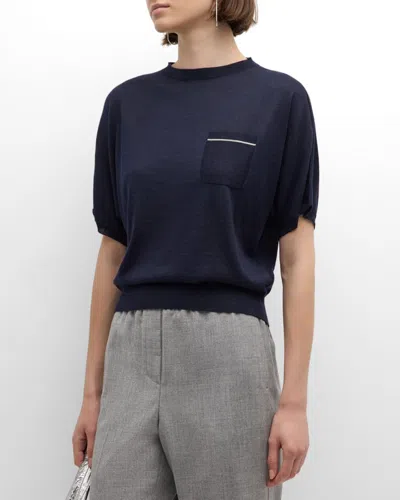 Peserico Dolman-sleeve Tricot Sweater In Inkwell Blue