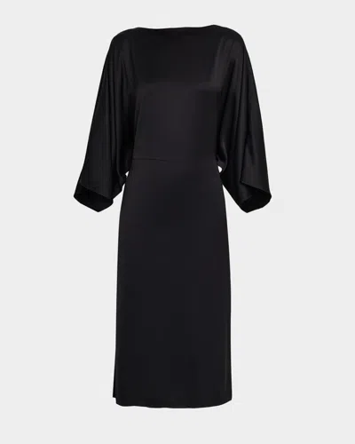 Peserico Dolman-sleeve Viscose Midi Dress In Black