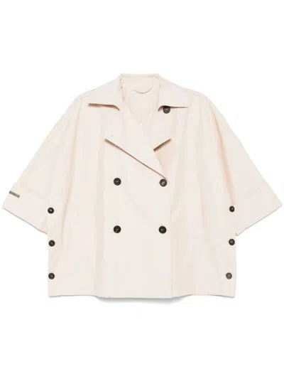 Peserico Double-breasted Beige Coat With Large Buttons