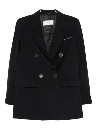 Peserico Double-breasted Blazer In Black