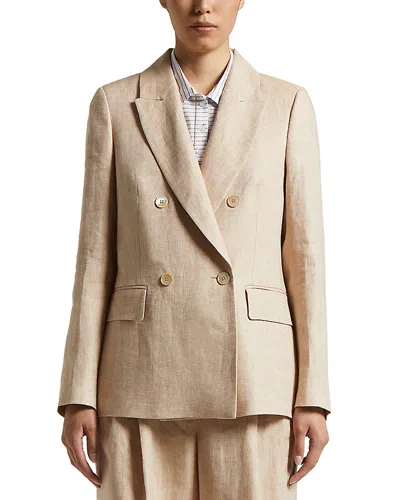 Peserico Double Breasted Blazer In Amber Beige