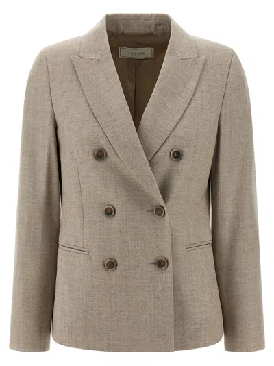 PESERICO DOUBLE-BREASTED BLAZER BLAZERS BEIGE