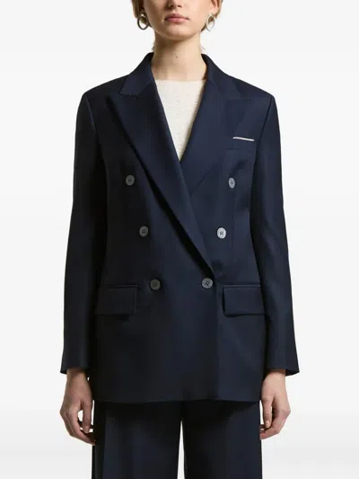 Peserico Double-breasted Blazer In Blue
