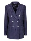 Peserico Collared Long-sleeved Suit Jacket In Blue