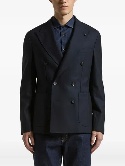Peserico Double-breasted Blazer In Blue