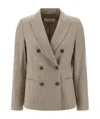 Peserico Double-breasted Blazer Blazers Beige In Neutral